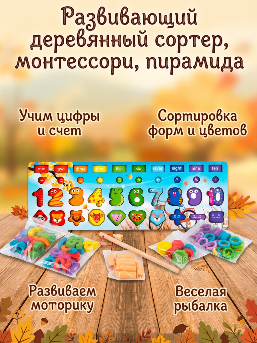 Развивающая детская игрушка системы Монтессори, деревянный сортер