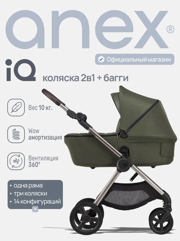 Детская коляска Anex IQ, 2 в 1 (люлька и прогулочный блок), Европейский бренд, сделана в Польше