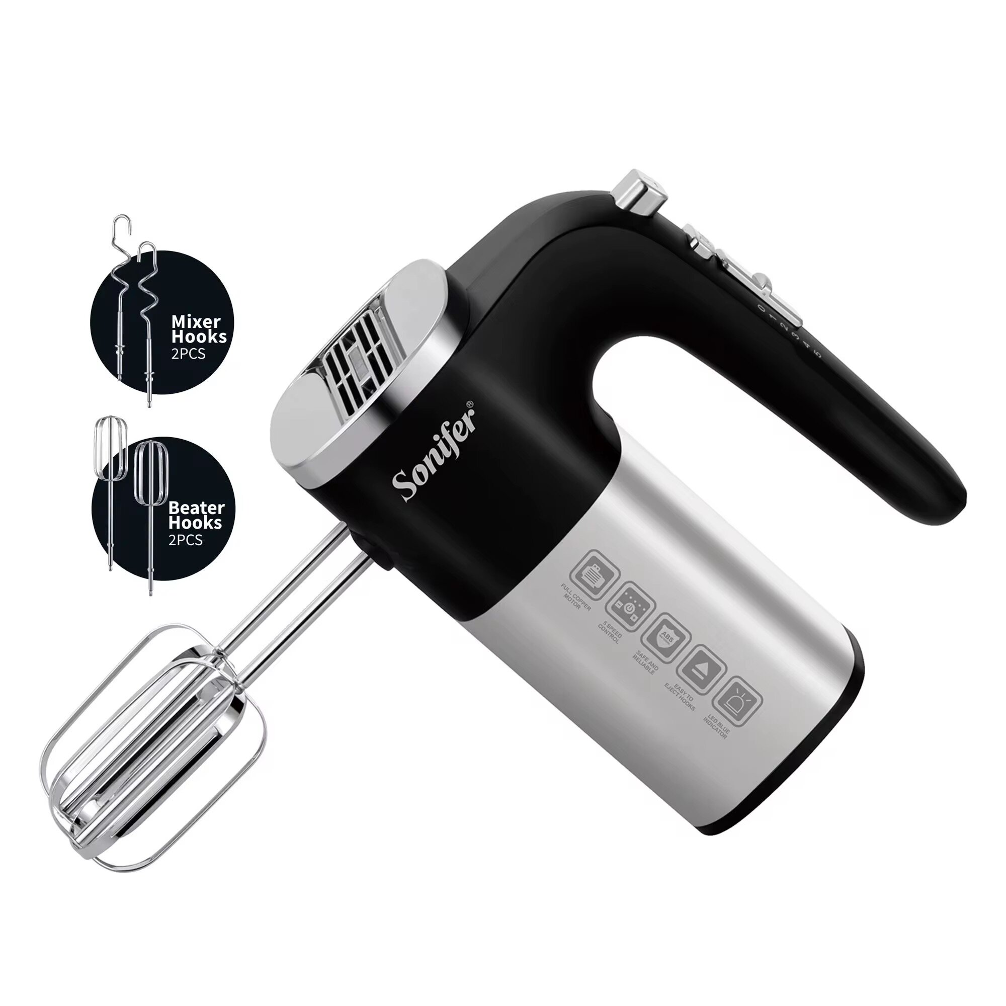 Миксер ручной Sonifer SF-7077, 5 скоростей, турбо-функция, мощность 500Вт