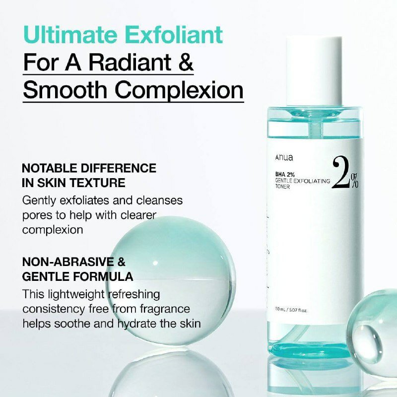 Тонер для лица Anua BHA 2% отшелушивающий с мягкой формулой для сияющей и гладкой кожи, 150 мл