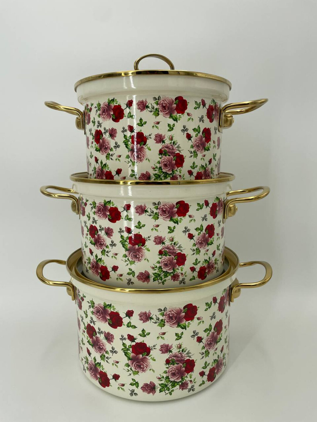 Набор кастрюль "Красный", эмалированная сталь, в подарочной коробке, 2.5/3.5/4.5 л