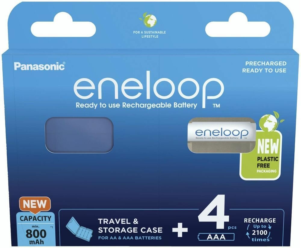 Аккумуляторы Panasonic Eneloop BK-4MCDEC4BE AAA 800 4шт+кейс — фото 1