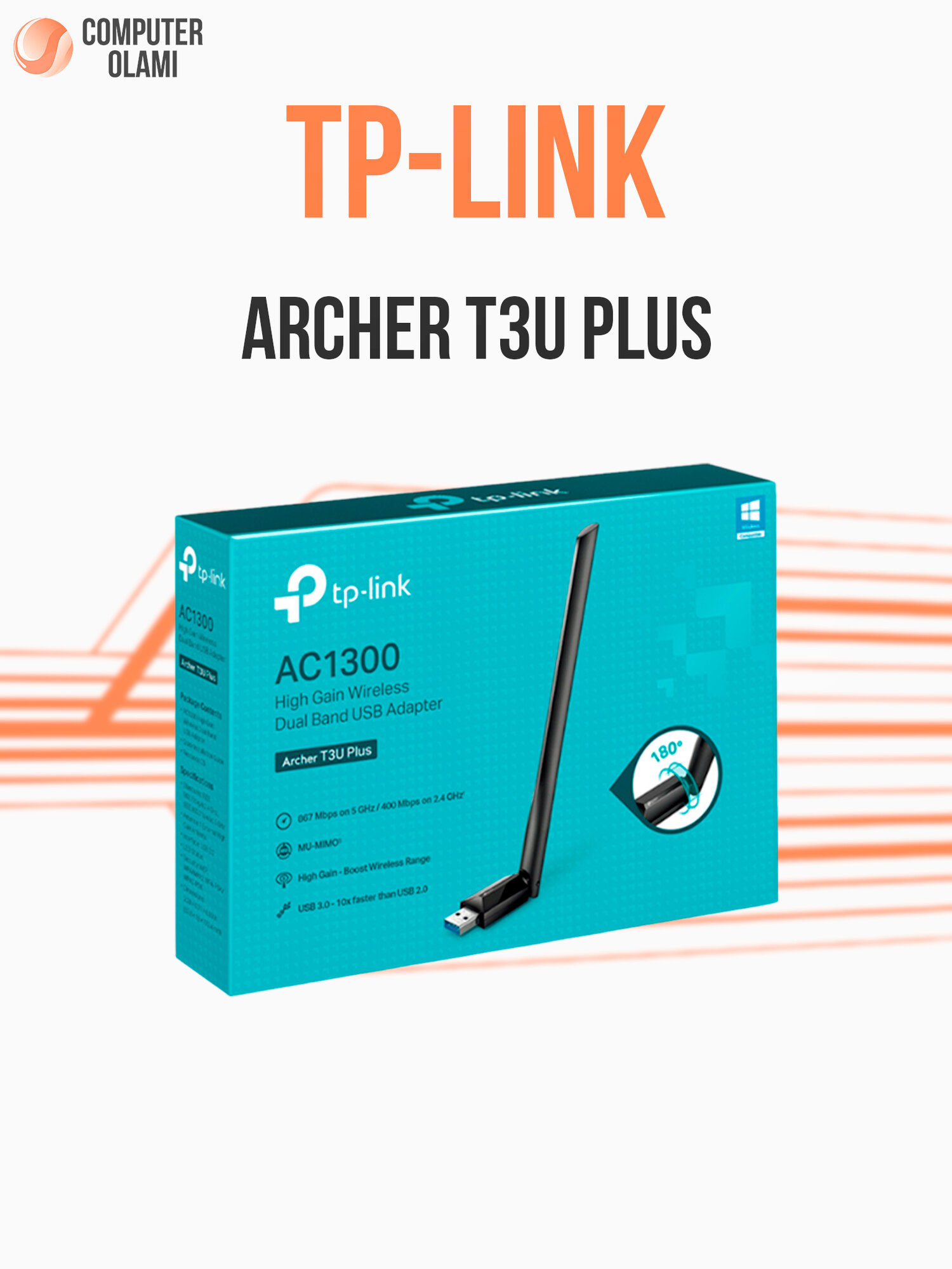 TP-Link Archer T3U Plus — USB-адаптер Wi-Fi 6 (AX1800) Роутер