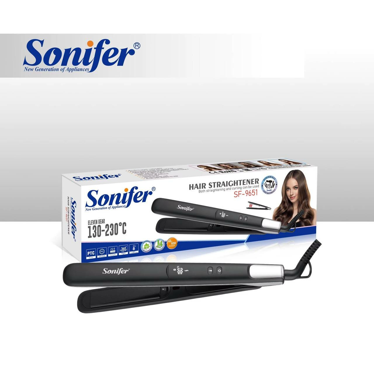 Утюжок выпрямитель для волос, профессиональный, Sonifer 9651, cтайлер для укладки