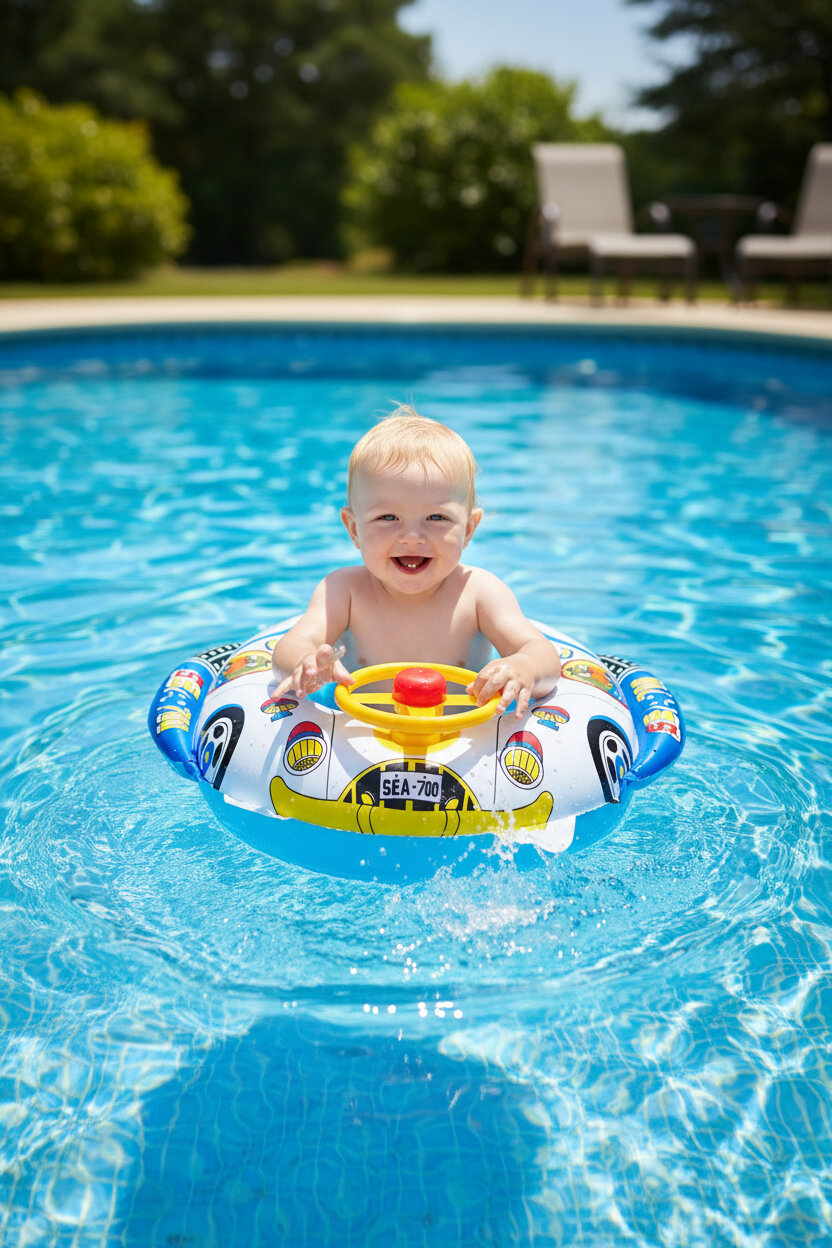 Детский надувной круг с ножками и рулем "Машинка-автомобиль". От 6 месяцев