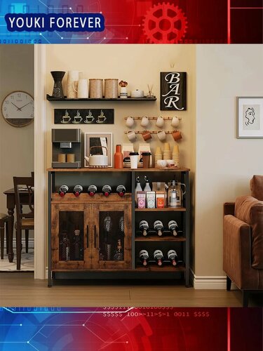 Изображение товара Деревянный винный шкаф лофт и винтаж,79×34×96 см