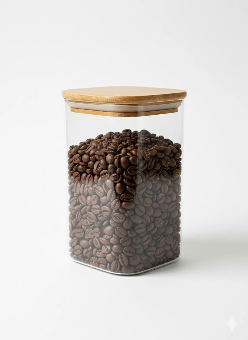 Квадратная стеклянная банка с бамбуковой крышкой, 1,9 л Стильная и вместительная стеклянная