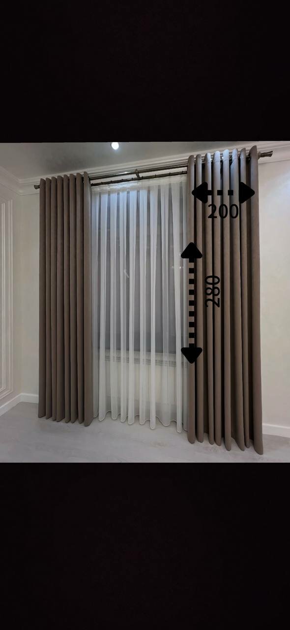 Портьера блэкаут, светонепроницаемые, 200x280см, на люверсах, 1 шт