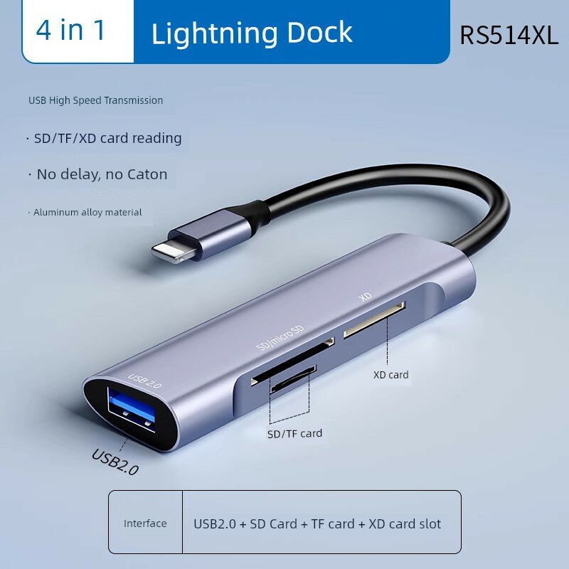USB 3.0 Четверка карт-ридер с разъемом Apple, поддерживающий XD, SD, TF карты и передачу данных USB 2.0