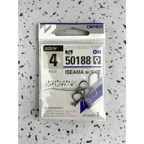 Крючок рыболовный Owner Iseama w/eye 50188 №4 0,92 мм, набор 7 шт.