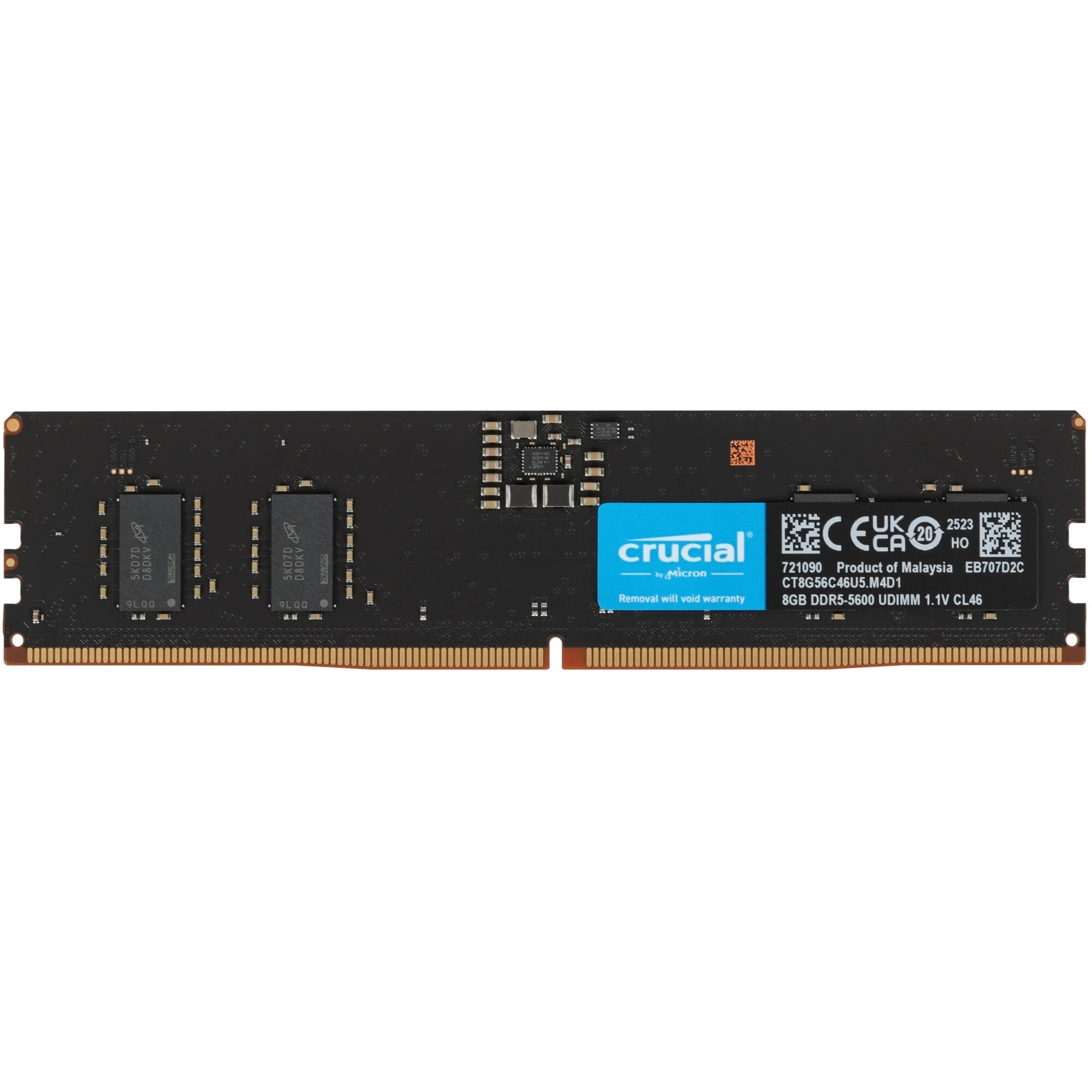 Оперативная память Crucial, DDR5, 8Gb (1x8Gb), 5600MHz, CL46, DIMM, OEM