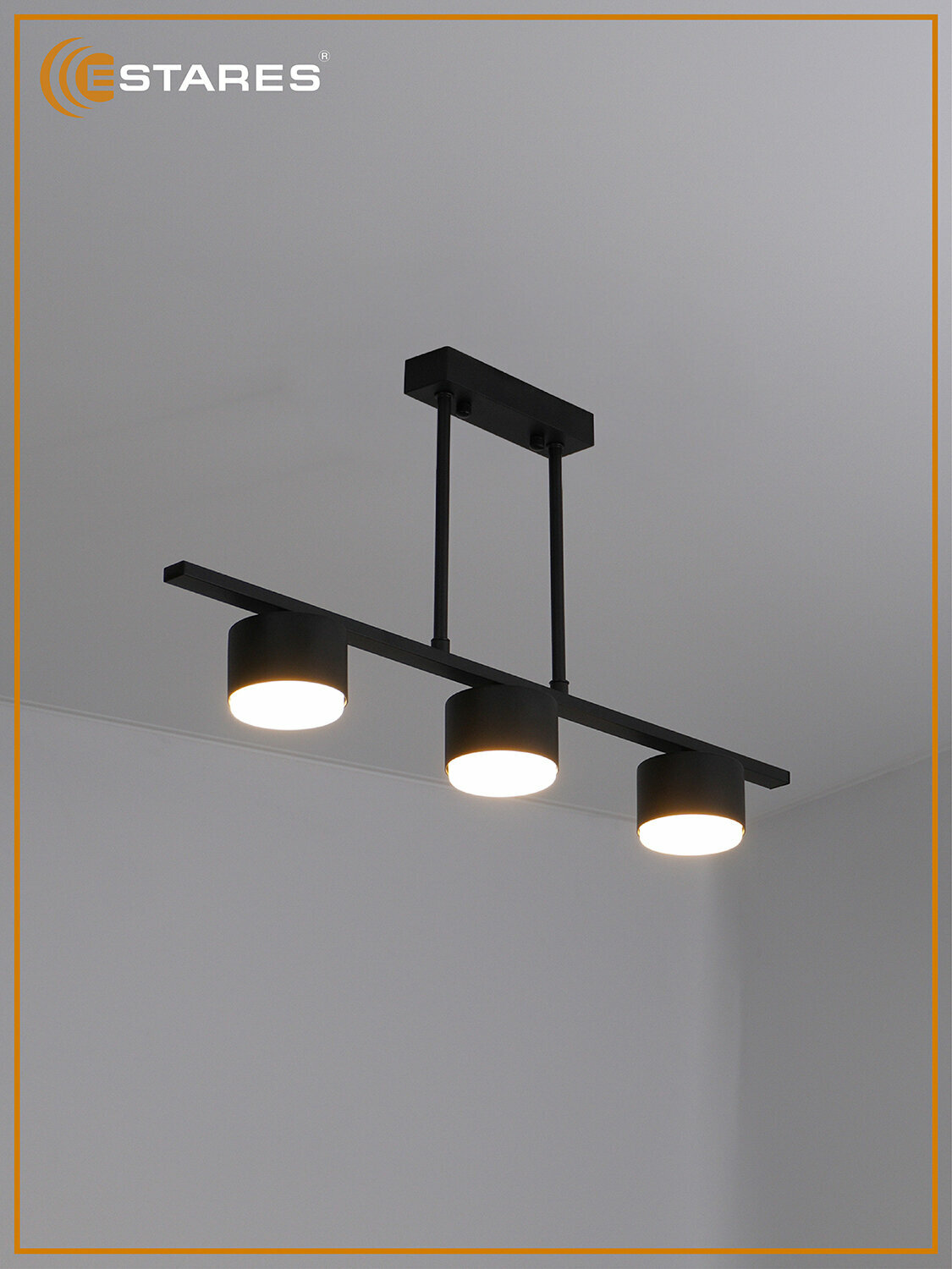 Современная потолочная люстра LAMPADA 3xGX53-600x80x290-BLACK-220-IP20