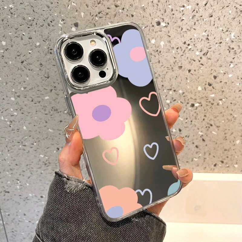 Зеркальный чехол для макияжа Happy Smiling Face для iPhone 16 16E 15 14 11 12 13 Pro Max X XR XS Max, чехол для iPhone 16 16E, чехол Funda