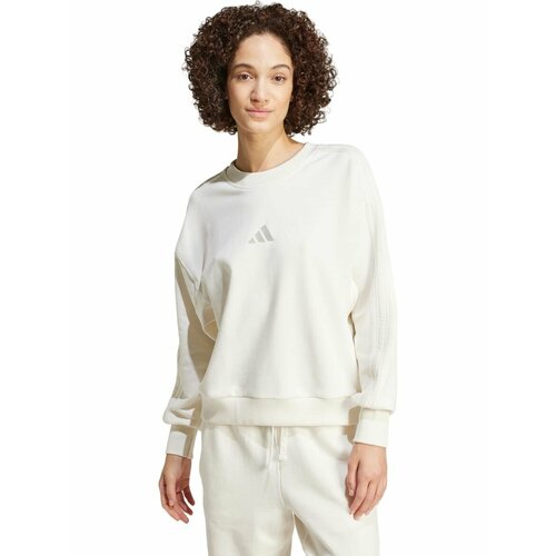 фото Свитшот спортивный adidas all szn french terry 3-stripes loose sweatshirt w, размер m int, , белый,