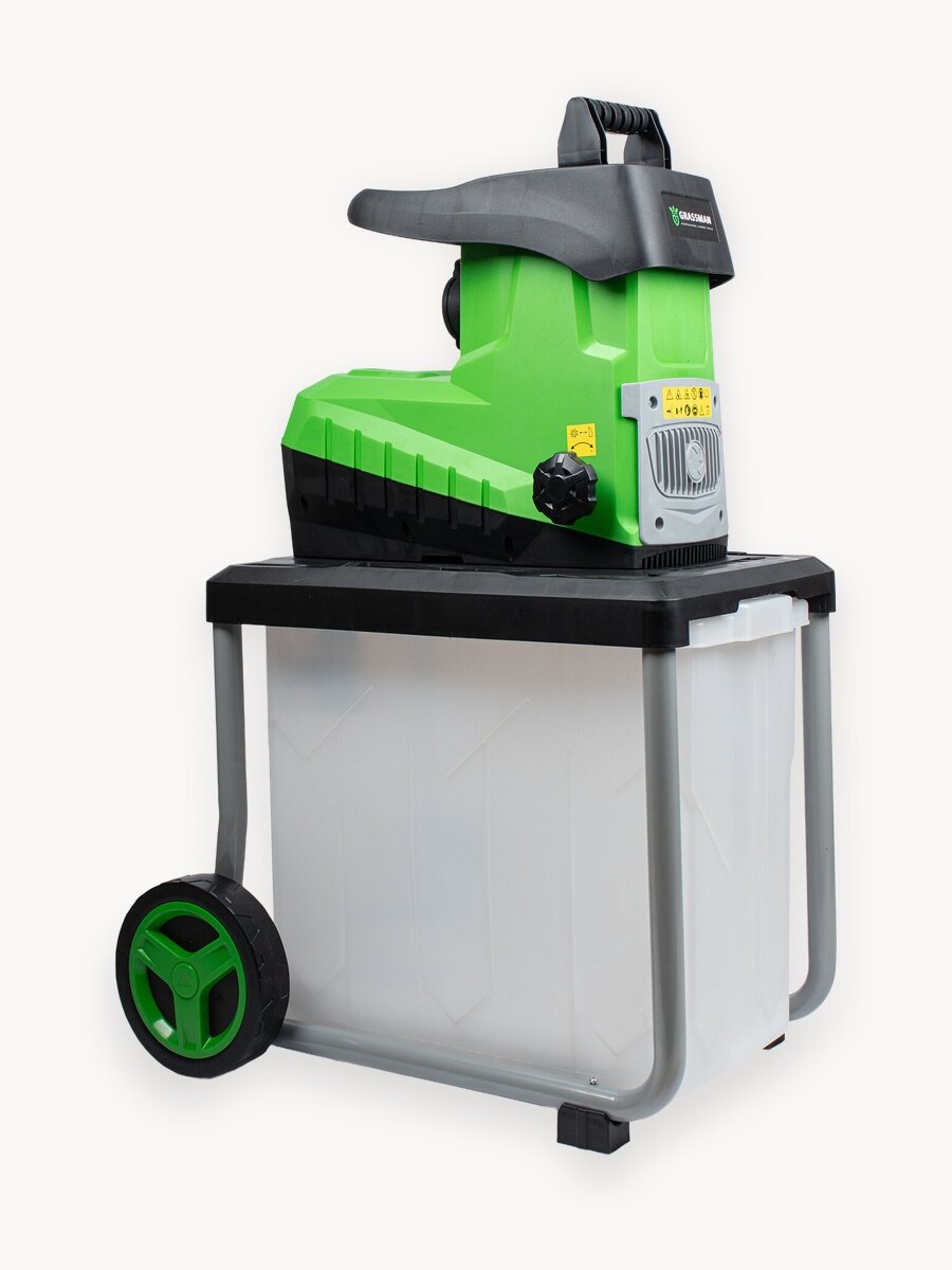 Измельчитель садовый GRASSMAN, SE3000-1R, электрический, мощность 3000 Вт, объем контейнера 50 л
