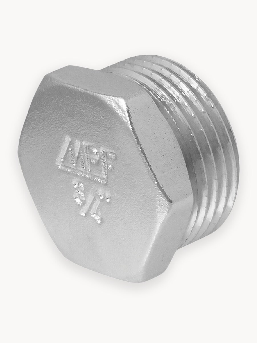Заглушка в трубу (пробка) латунная никелированная 3/4" н MPF