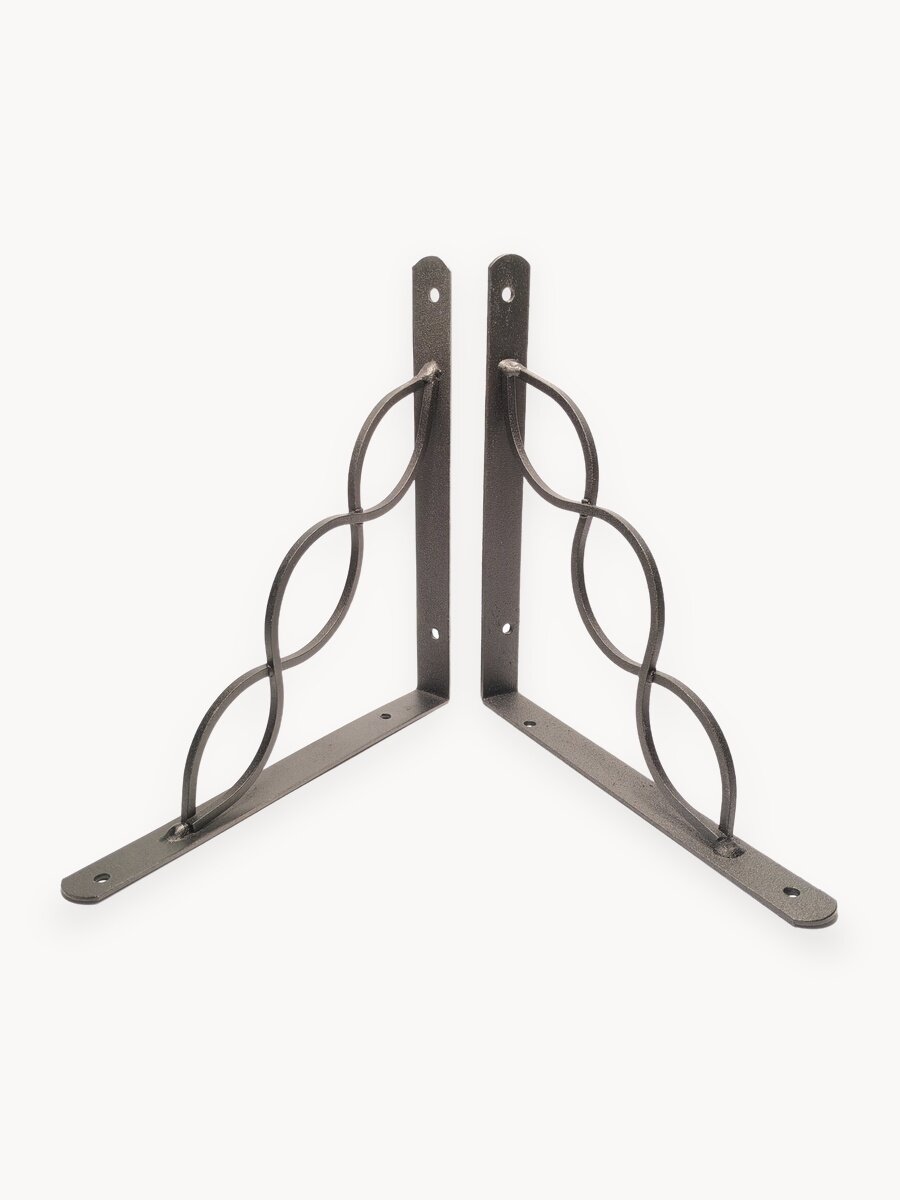 Кронштейн для полки Волна, декоративный, стальной 200х200мм, чёрный 2 шт.