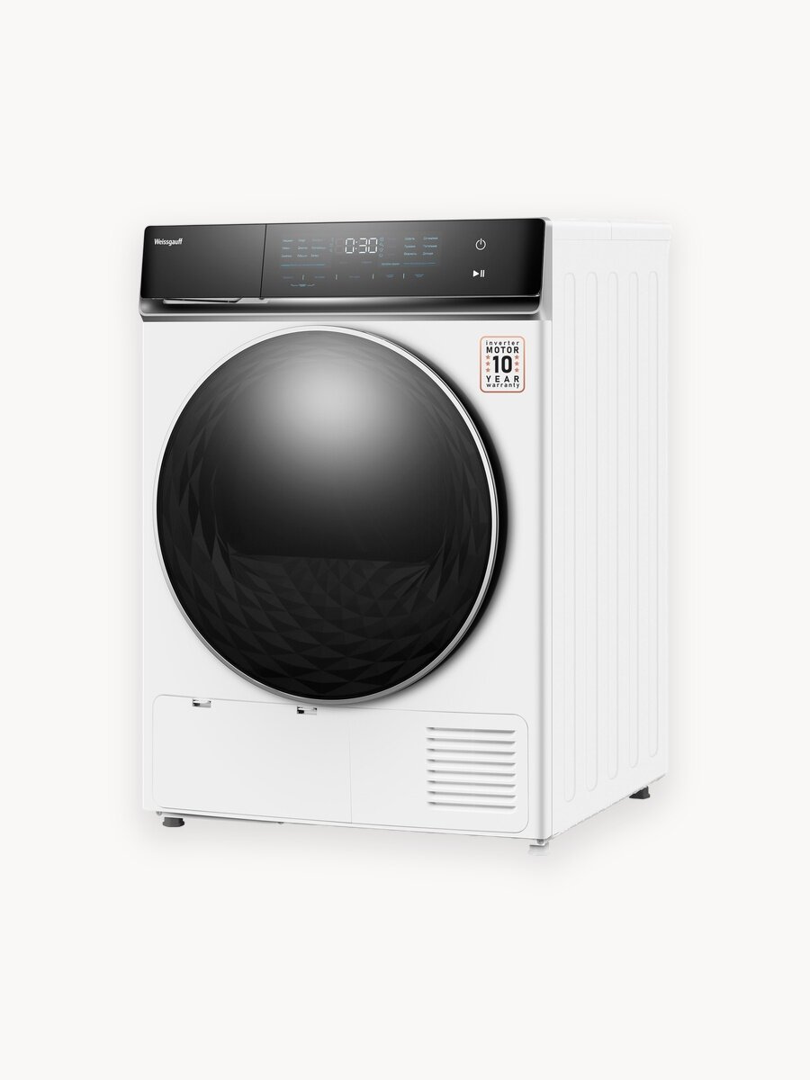 Сушильная машина с инвертором Weissgauff WD 779 Diamond Heat Pump, Тепловая помпа, Сушка по остаточной влажности