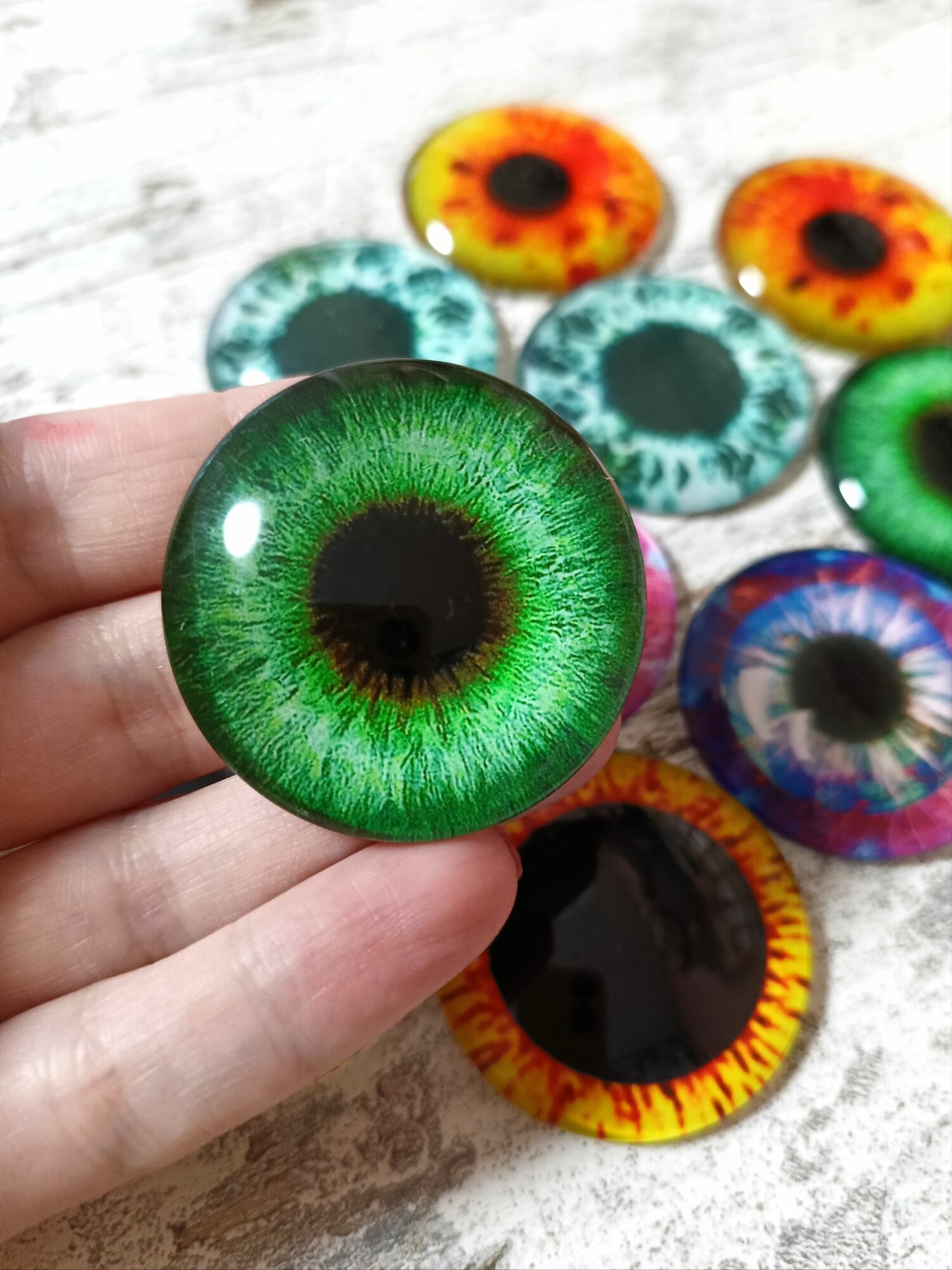 Глаза стеклянные кабошоны для игрушек 40мм 2шт — фото 1