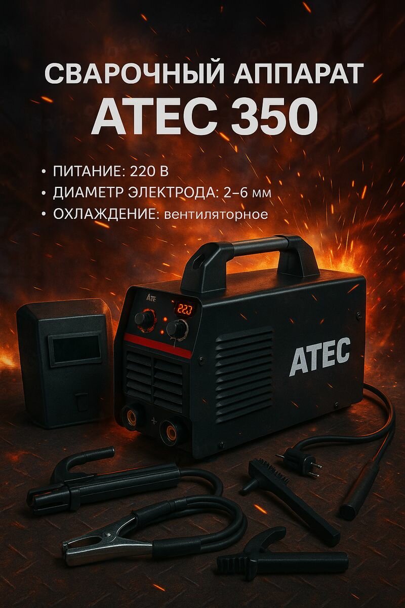 Инверторный сварочный аппарат ATEC 350 20–350 А для дома и профессиональных работ