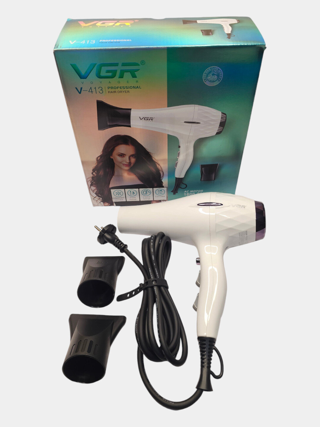 Профессиональный фен VGR V413 мощностью 2200 Вт с ионным турбонаддувом