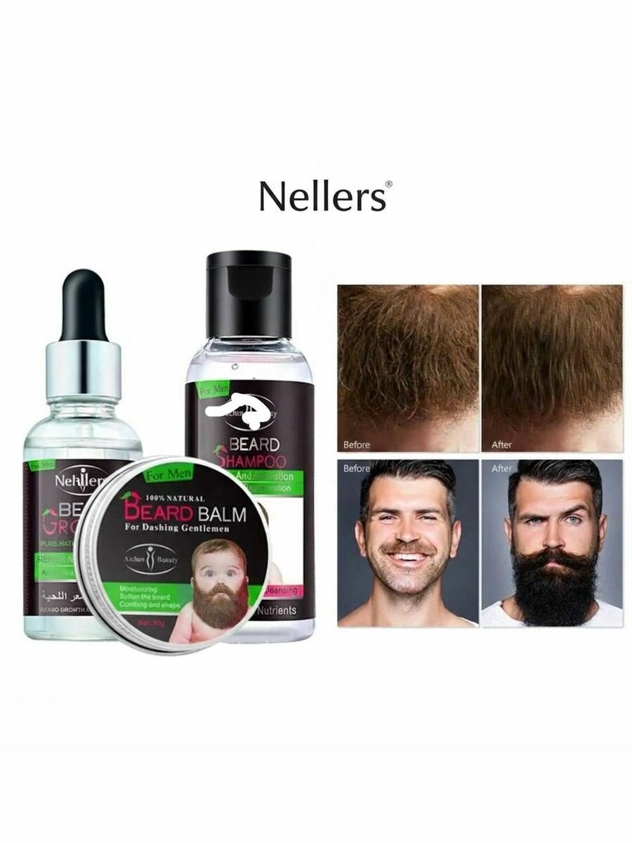 Набор для ухода за бородой и усами 3 в 1 подарочный — фото 1