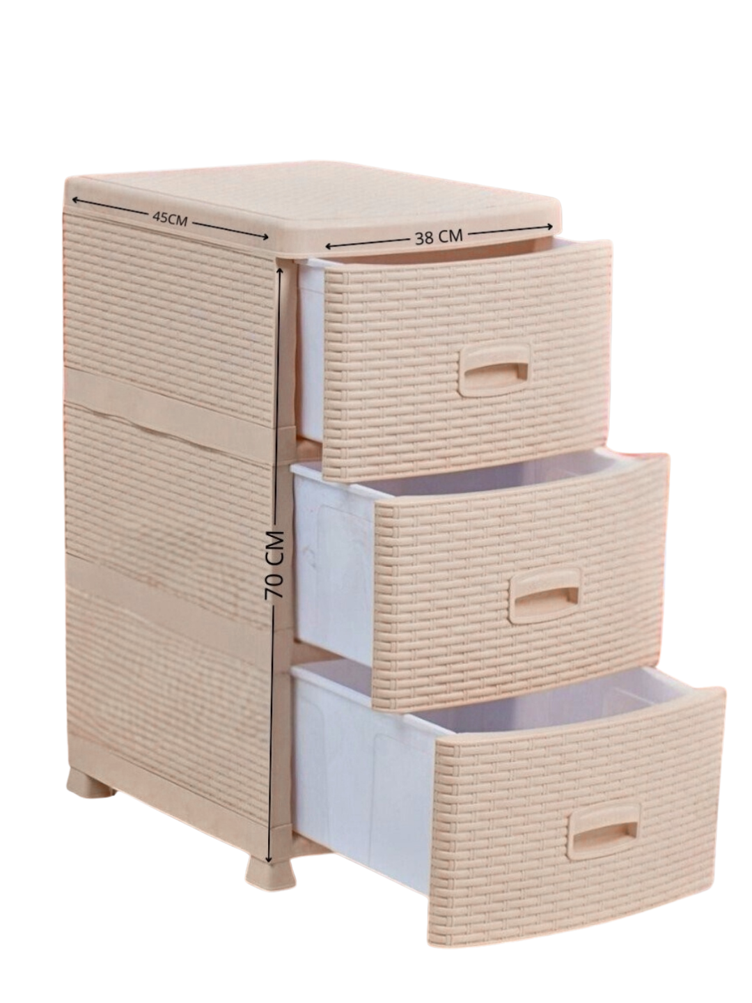 Пластиковый комод современного дизайна, прочная и удобная система хранения с выдвижными ящиками, 3 ящика