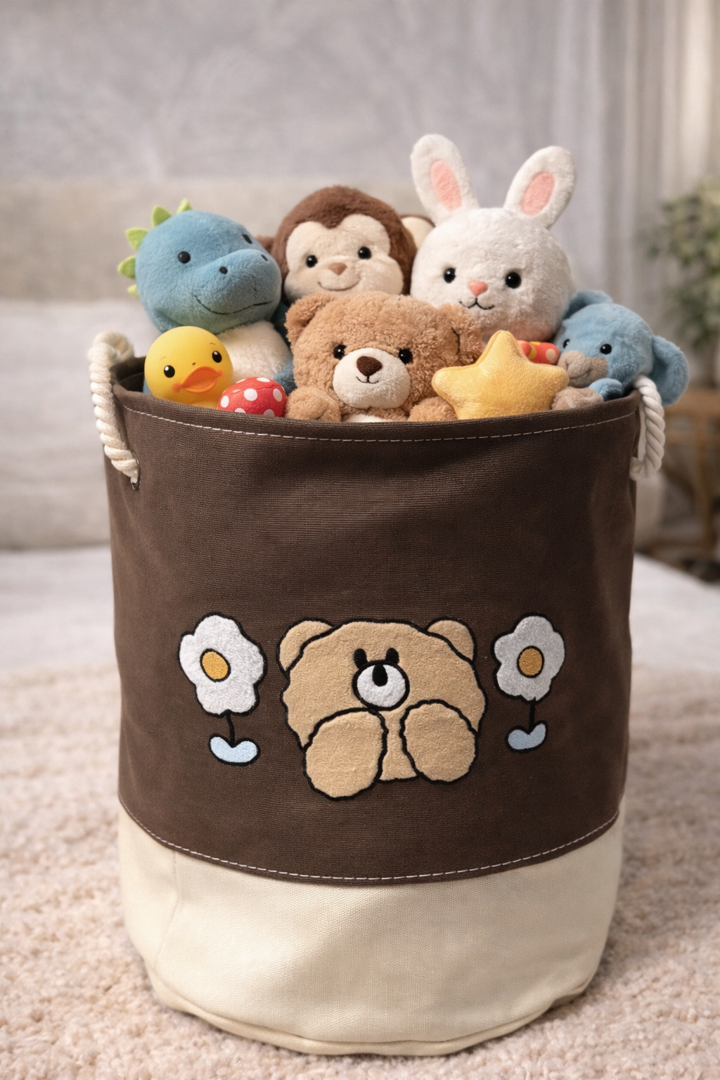 Корзина для игрушек и белья "Мишка" — Органайзер для хранения в детскую и ванную.