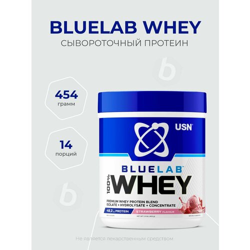 USN BlueLab 100% Whey 454 грамм, Сывороточный протеин, Клубника