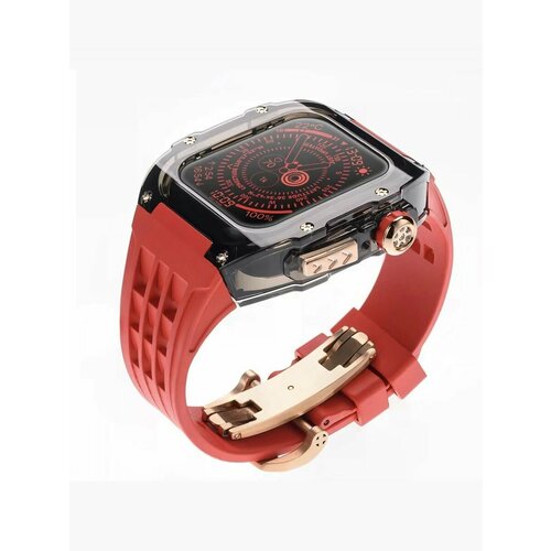Премиальный ремешок для Apple Watch 44 / 45 mm в стиле Richard Mille Red/Gold BT