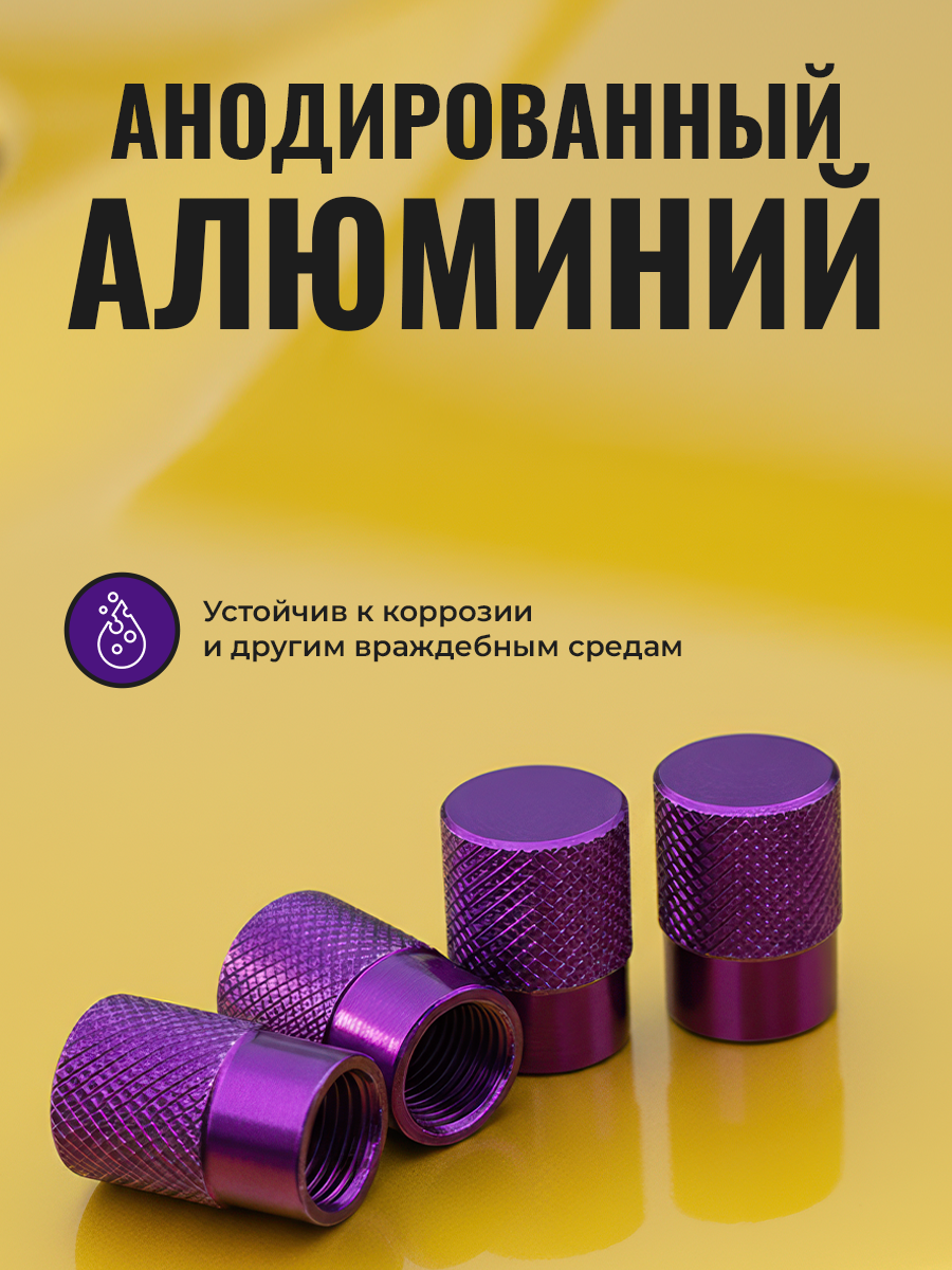 Колпачки на ниппель, колпачки на ниппель для авто, фиолетовый, 4 шт. — фото 1