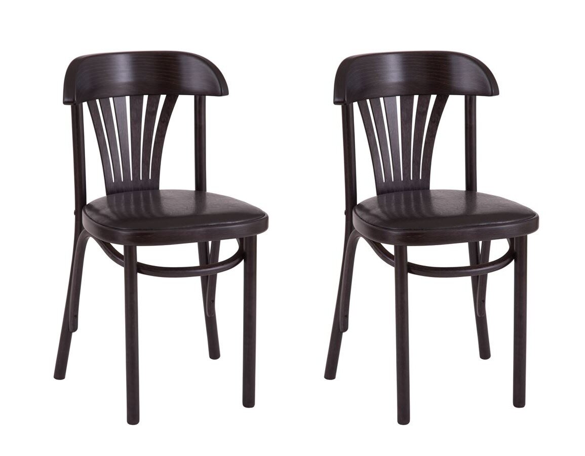 Комплект из 2-х стульев "Астра классик" мягкий (Венге, экокожа черная)