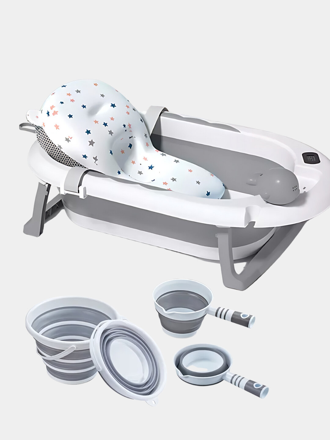 Детская ванночка с мягким вкладышем, термометром и аксессуарами для купания
