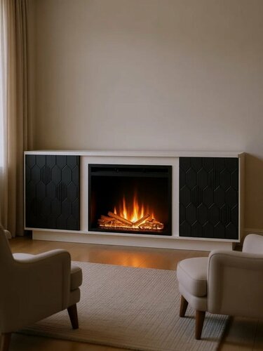 Изображение товара Тумба под телевизор Elekam Modern TV с очагом Pulsar 23 белый фасад графит