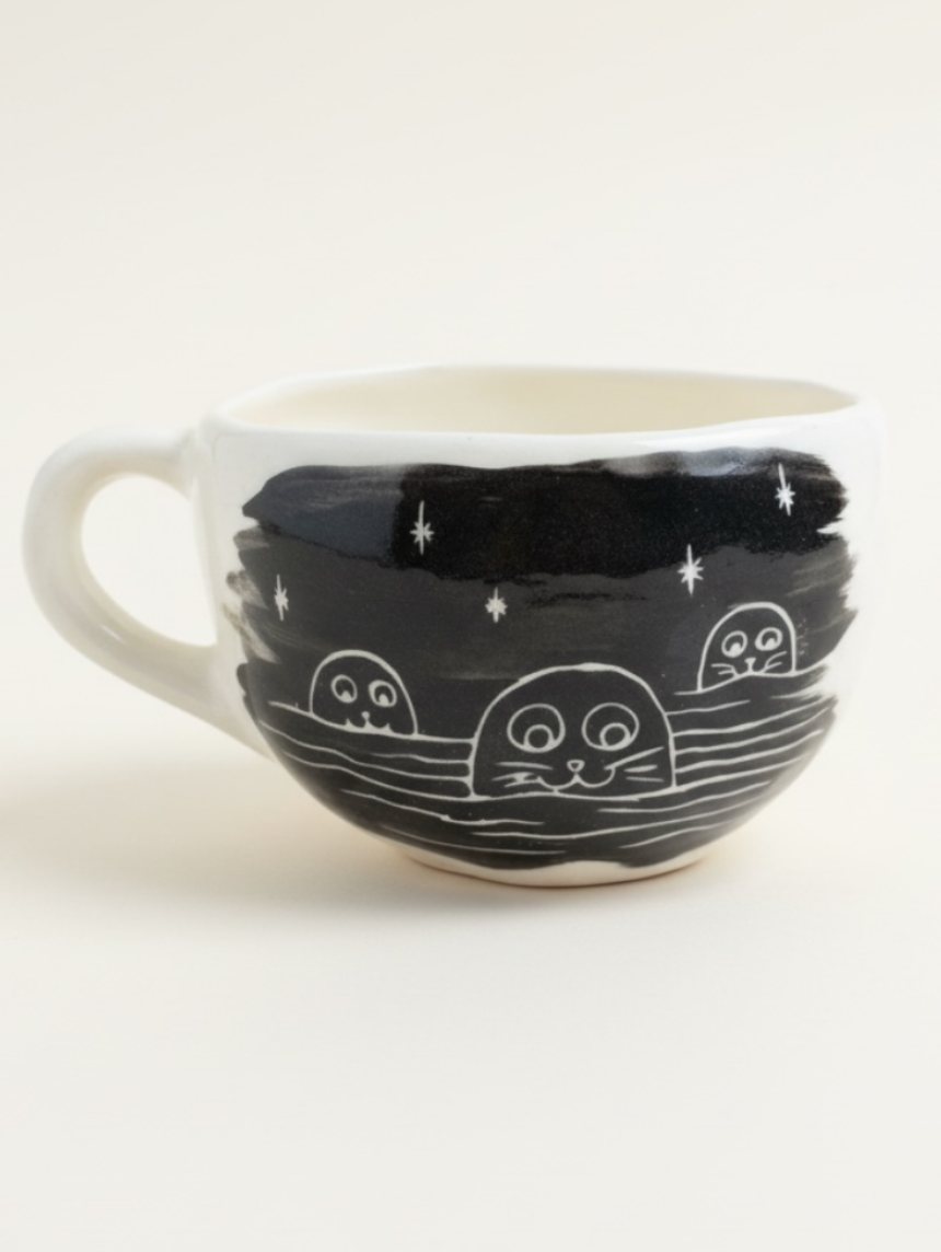 Кружка ручной работы «Нерпа», белая, керамика, 350мл