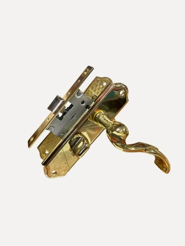 Изображение товара Комплект ручки на планке с фиксатором 47 мм и замок L 47 MSM 160 A PB Золото