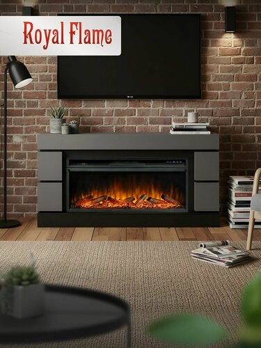 Изображение товара Камин электрический Royal Flame MODERN 42 серый графит, с дровами, звуком и эффектом реального пламени (Электрокамин)