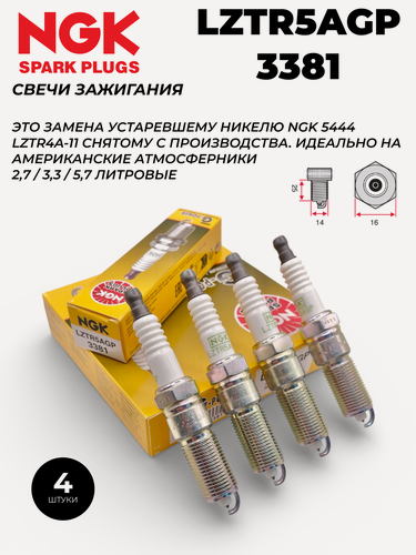 Изображение товара Комплект свечей зажигания NGK PLATINUM LZTR5AGP / 3381