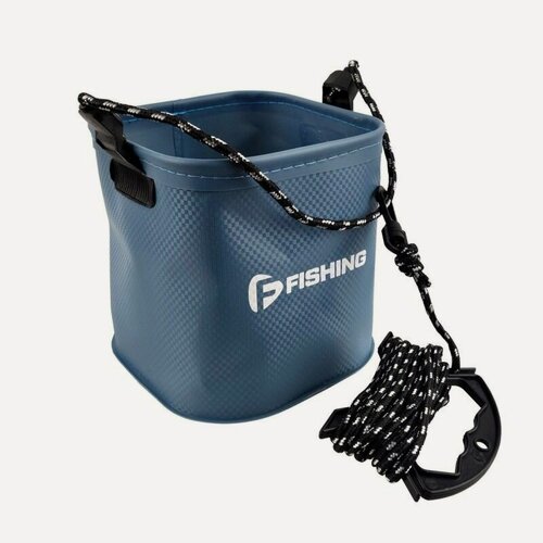 Изображение товара Ведро для воды F-FISHING, EVA, 6 л, квадратное, синее/черное
