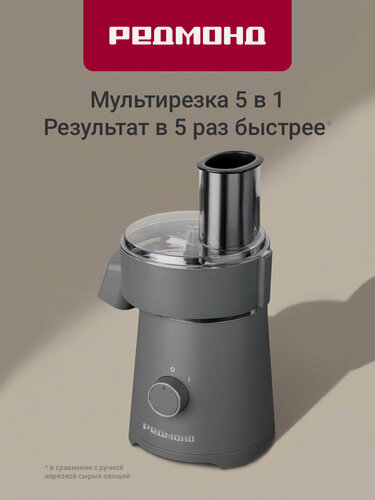 Изображение товара Овощерезка мультирезка электрическая редмонд FP620, Серый, 300 Вт, 5 насадок