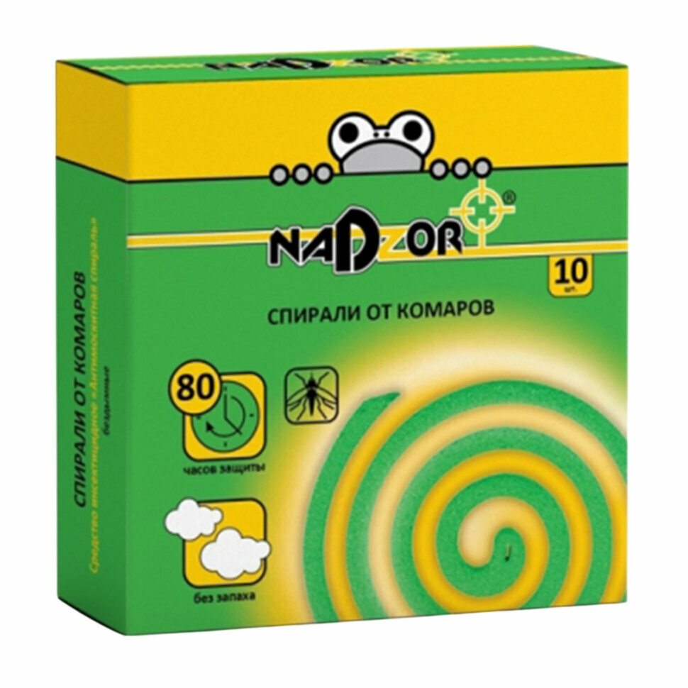 Спирали от комаров бездымные 10 шт, NADZOR, 22664, 701801