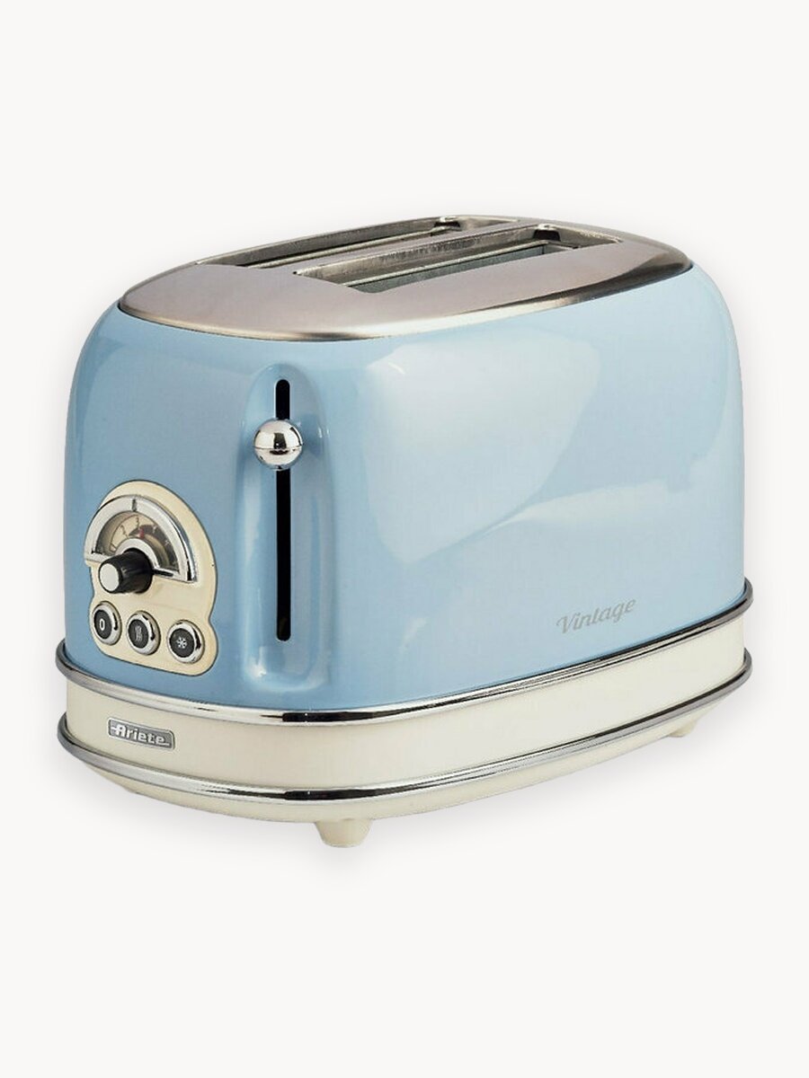 Тостер для хлеба Аriete Vintage, голубой, 2 ломтика, с поддоном для крошек (00C015515AR0)
