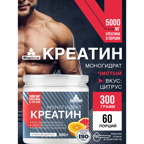 фото Креатин концентрат 300 гр со вкусом цитрус миофарм спортивное питание для увеличения мышечной массы и выносливости
