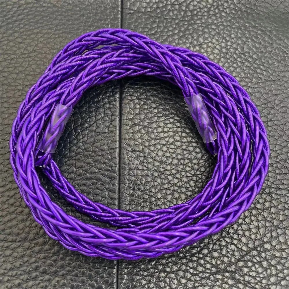 Медный посеребренный плетеный кабель для наушников 8 жил 2 метра Dark Purple