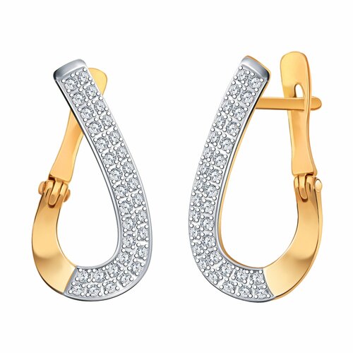 фото Серьги diamant online, красное золото, 585 проба, фианит, длина 2 см, , прозрачный