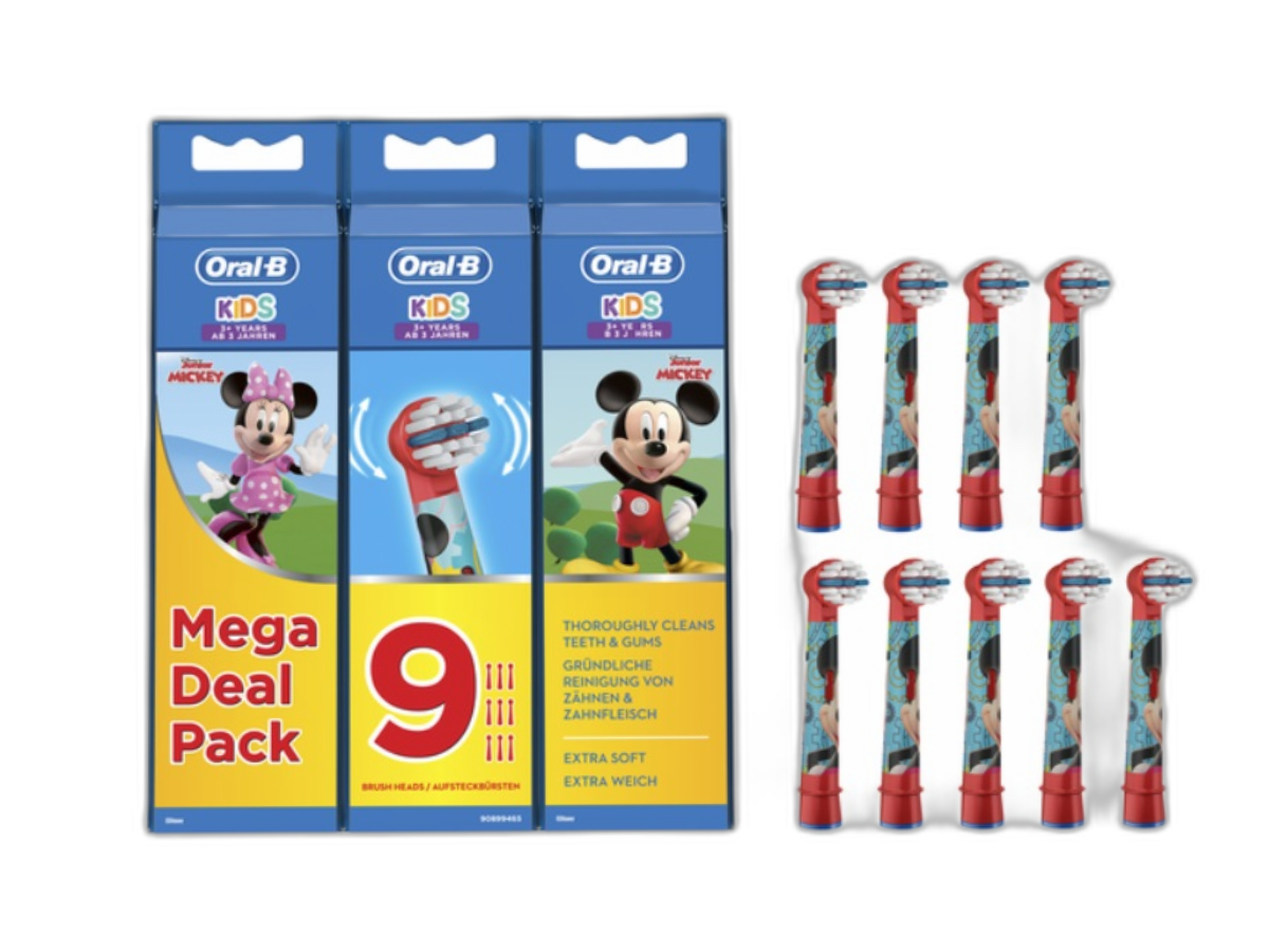 Насадки для зубных щёток Oral-B "Stages Power Kids", с изображением Микки, комплект из 9 штук