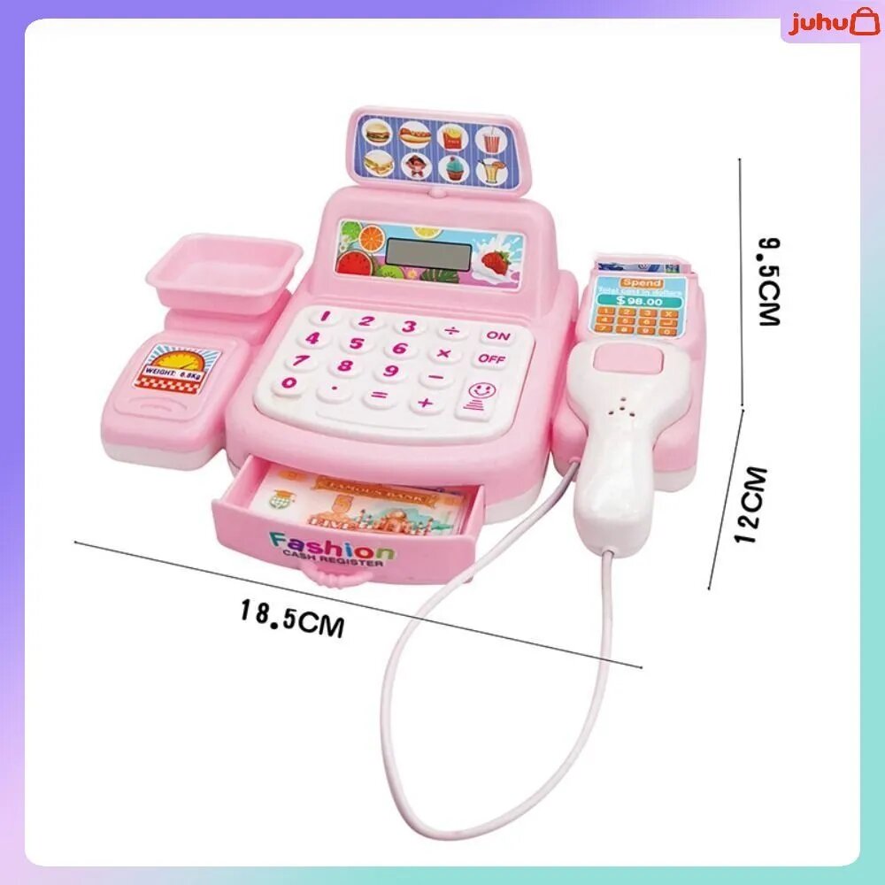 Розовая детская касса Fashion Cash Register, сюжетно-ролевая игра для девочек, 18.5x12x9.5 см