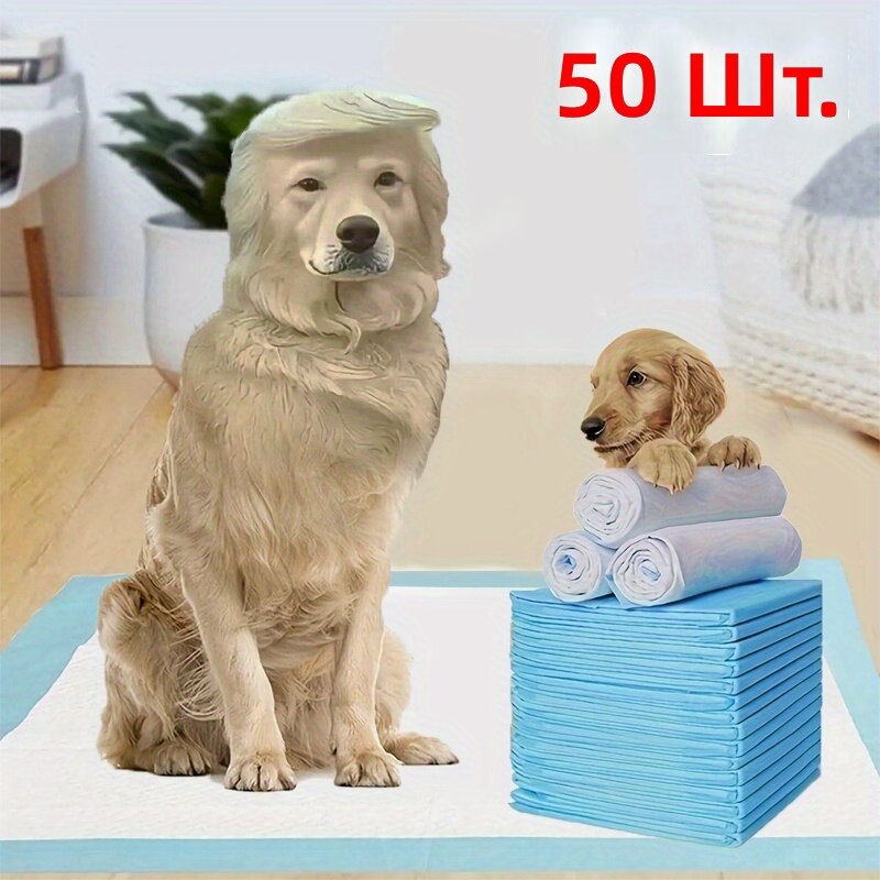 Впитывающие одноразовые пеленки для приучения собак к туалету, 23.62 x 23.62 дюйма, 50 шт.