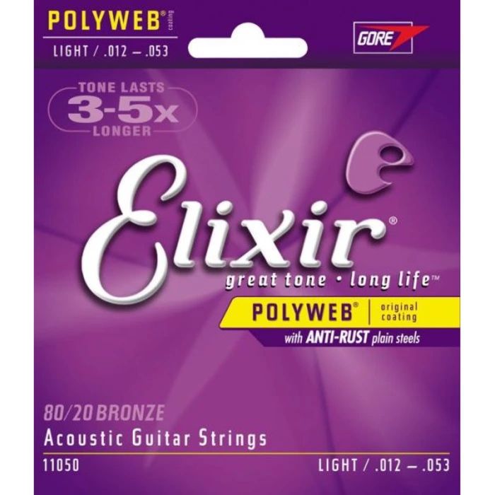 Elixir 11050 PolyWeb Комплект струн для 6-струнной акустической гитары 12-53