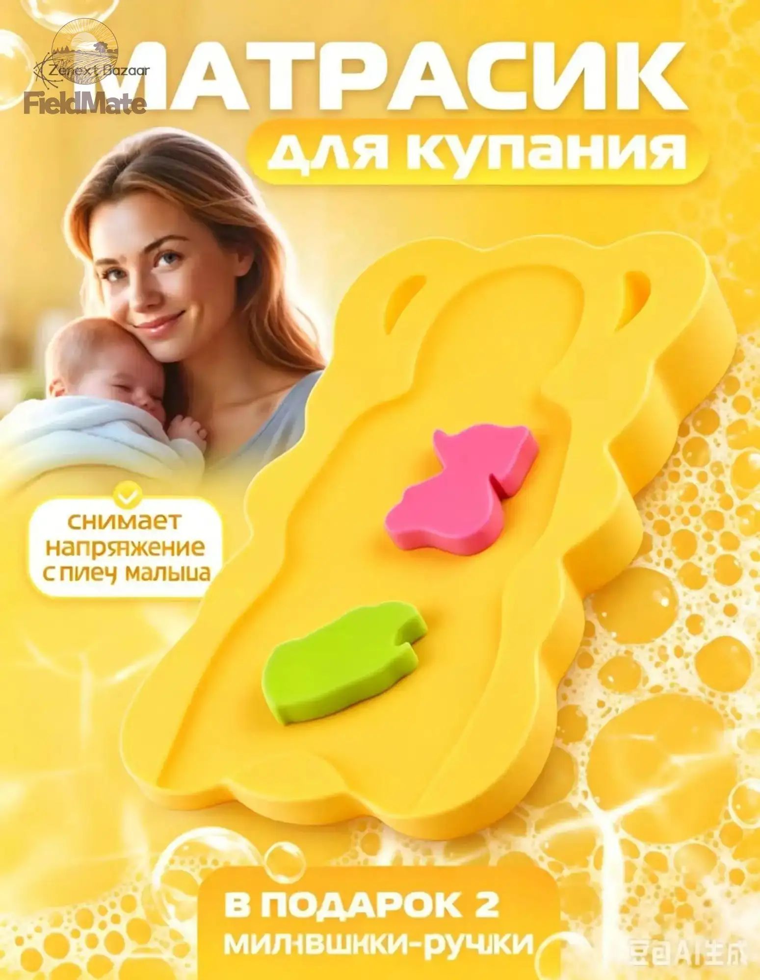 Матрасик горка для купания новорожденных Купайка, цвет синий